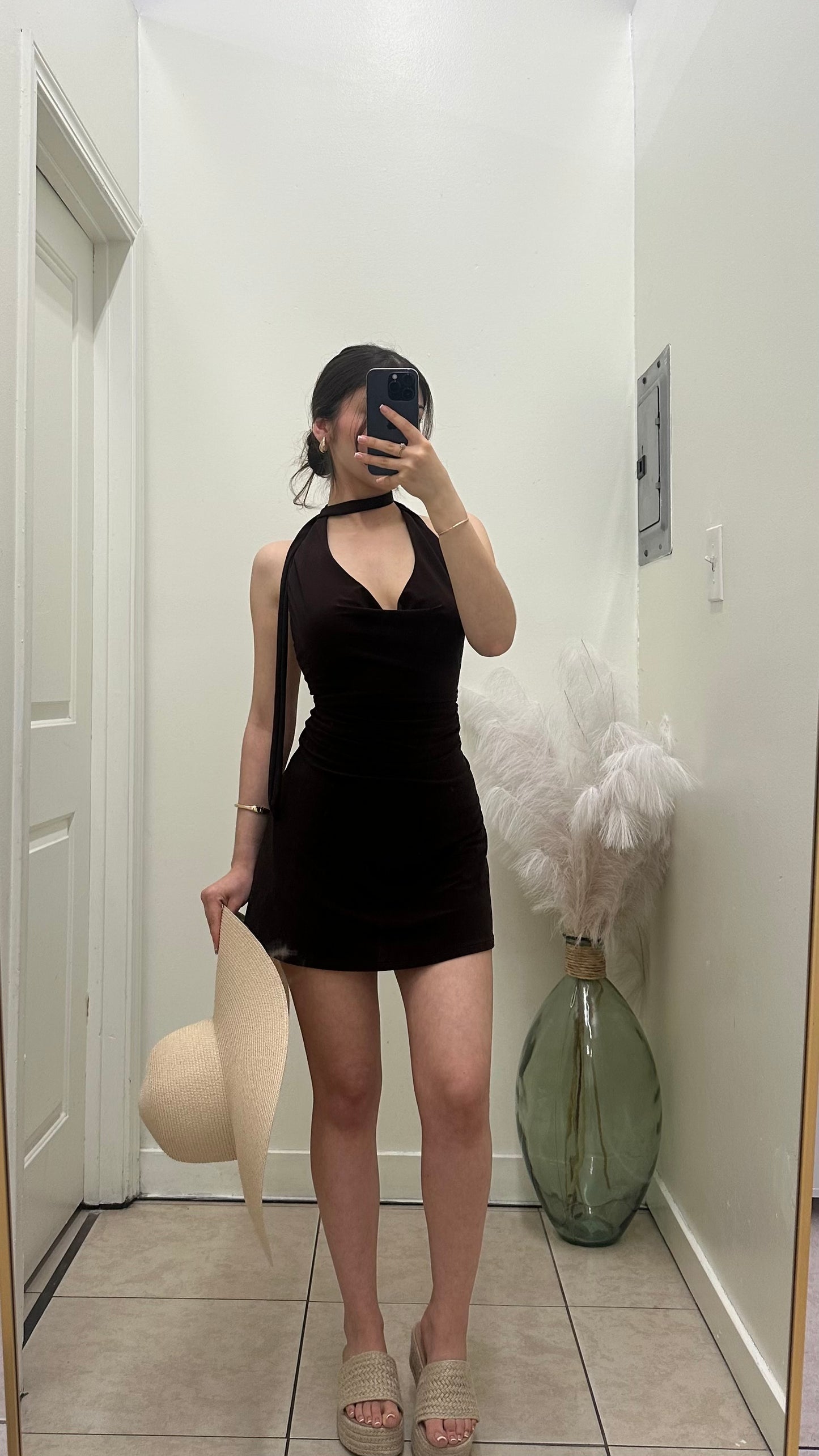 Zahra Brown Halter Dress 🤎