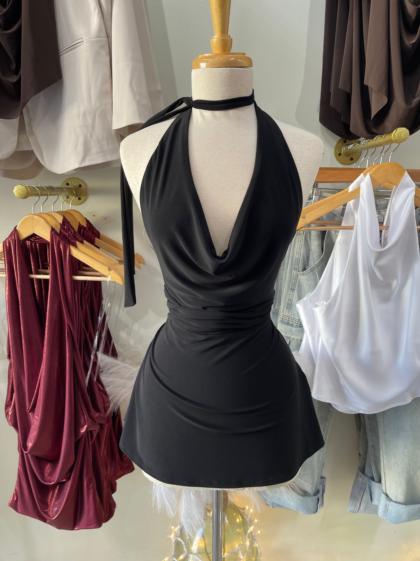 Black Thin Bow Dress