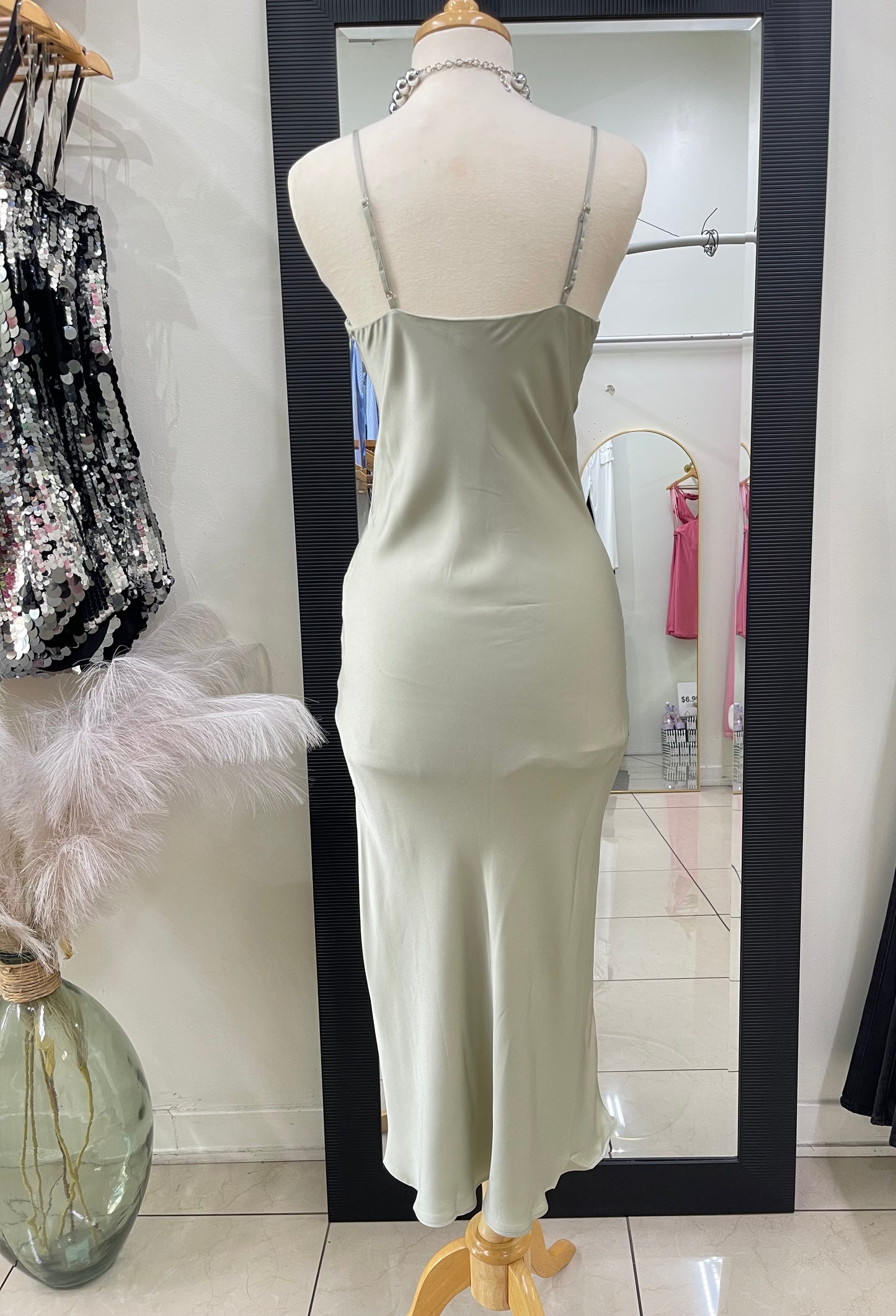 Mint Satin Dress