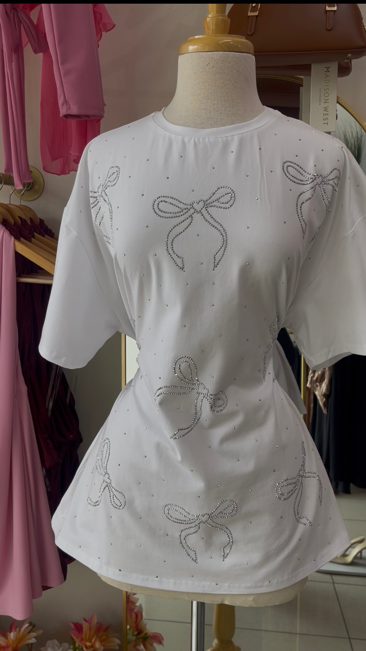 Oversized Rhinestone Bow Tshirt/Dress 🎀