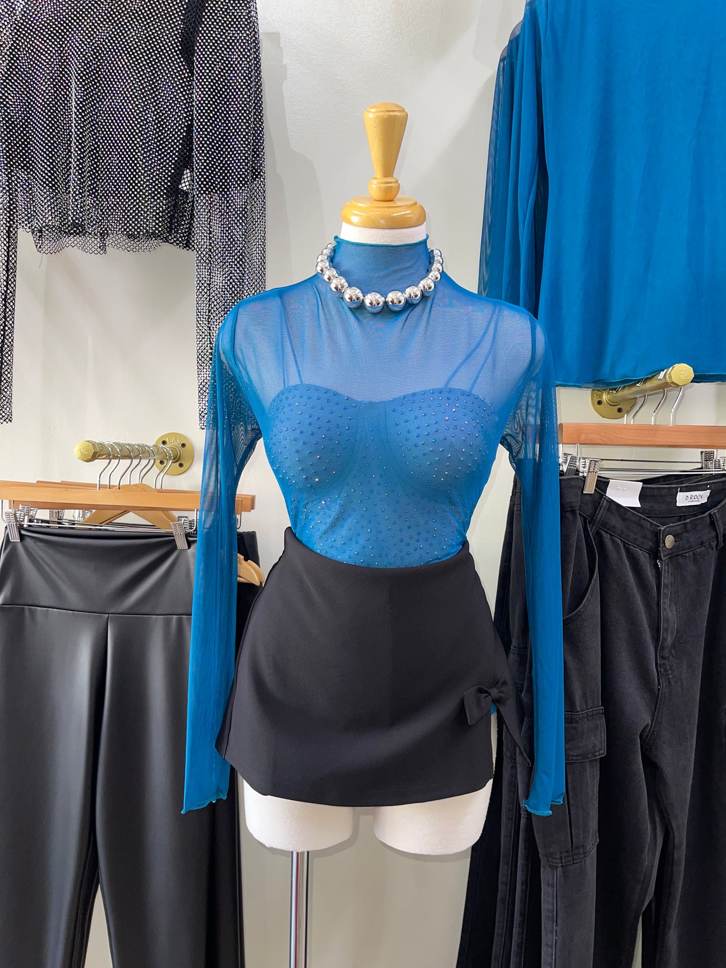 Teal mesh top