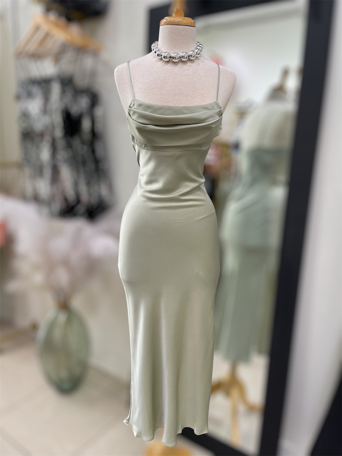 Mint Satin Dress