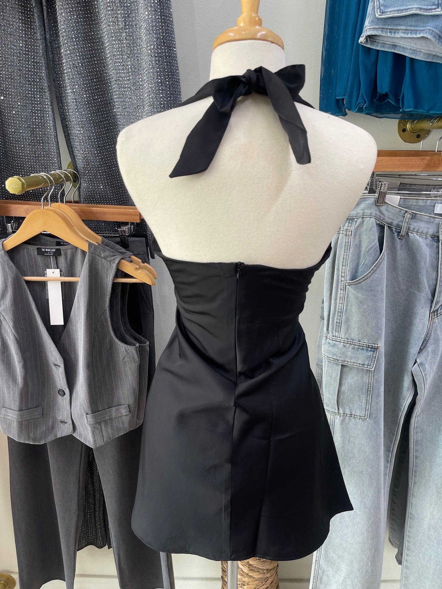 Black Dressy Satin Dress