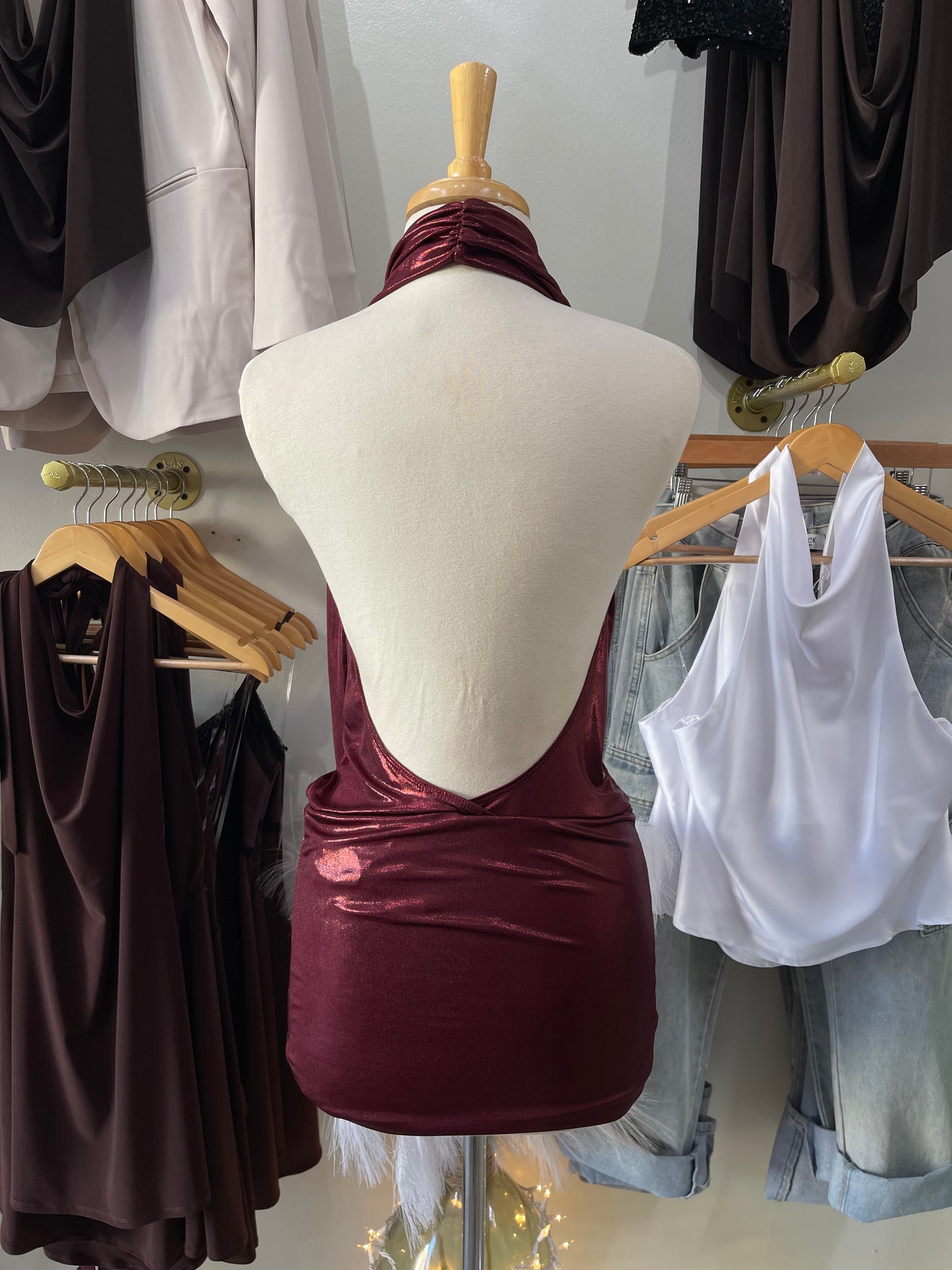 Metallic Burgundy Dress