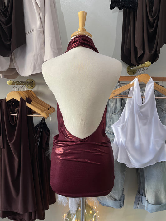 Metallic Burgundy Dress