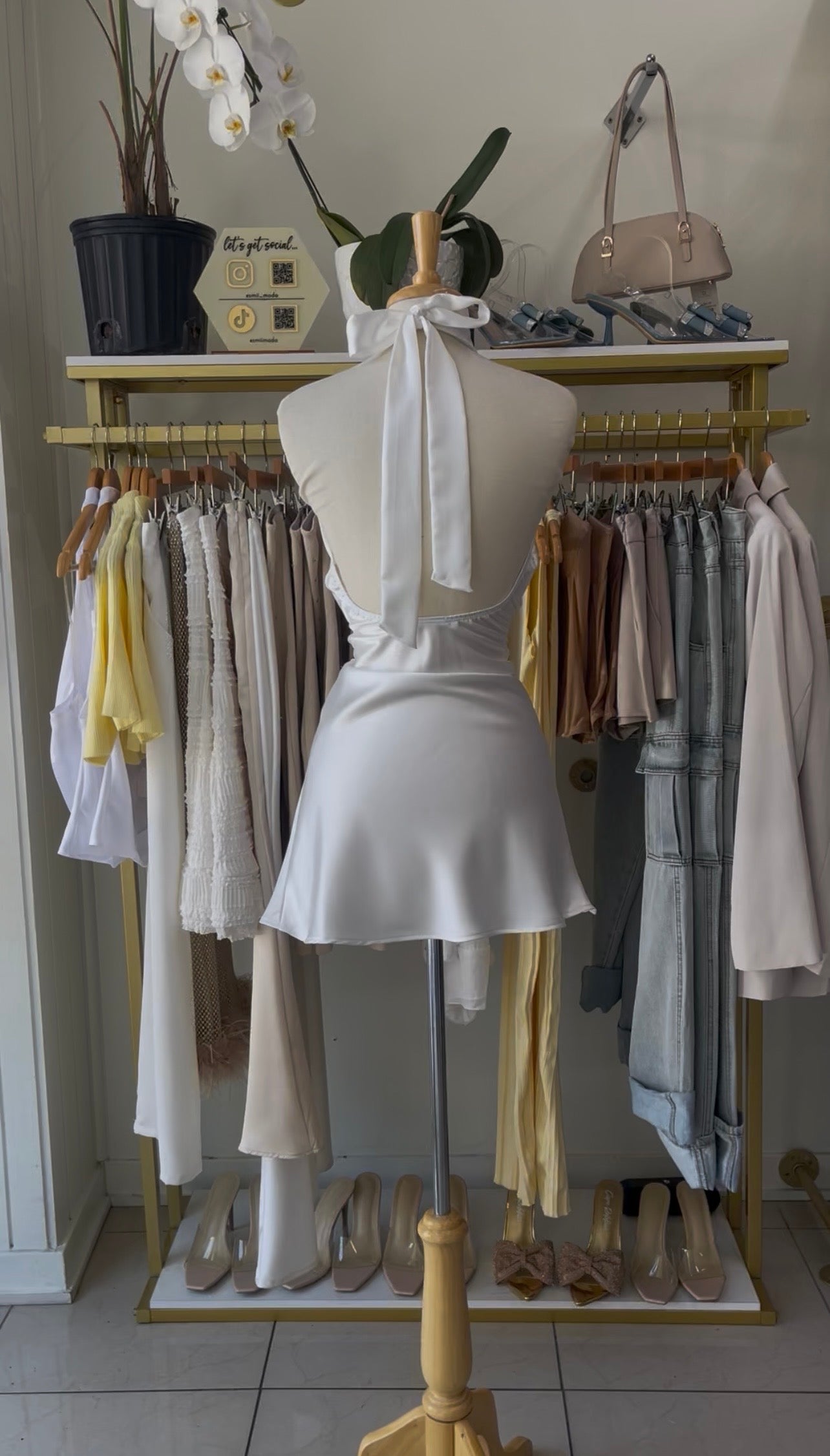 White Satin Bow Dress