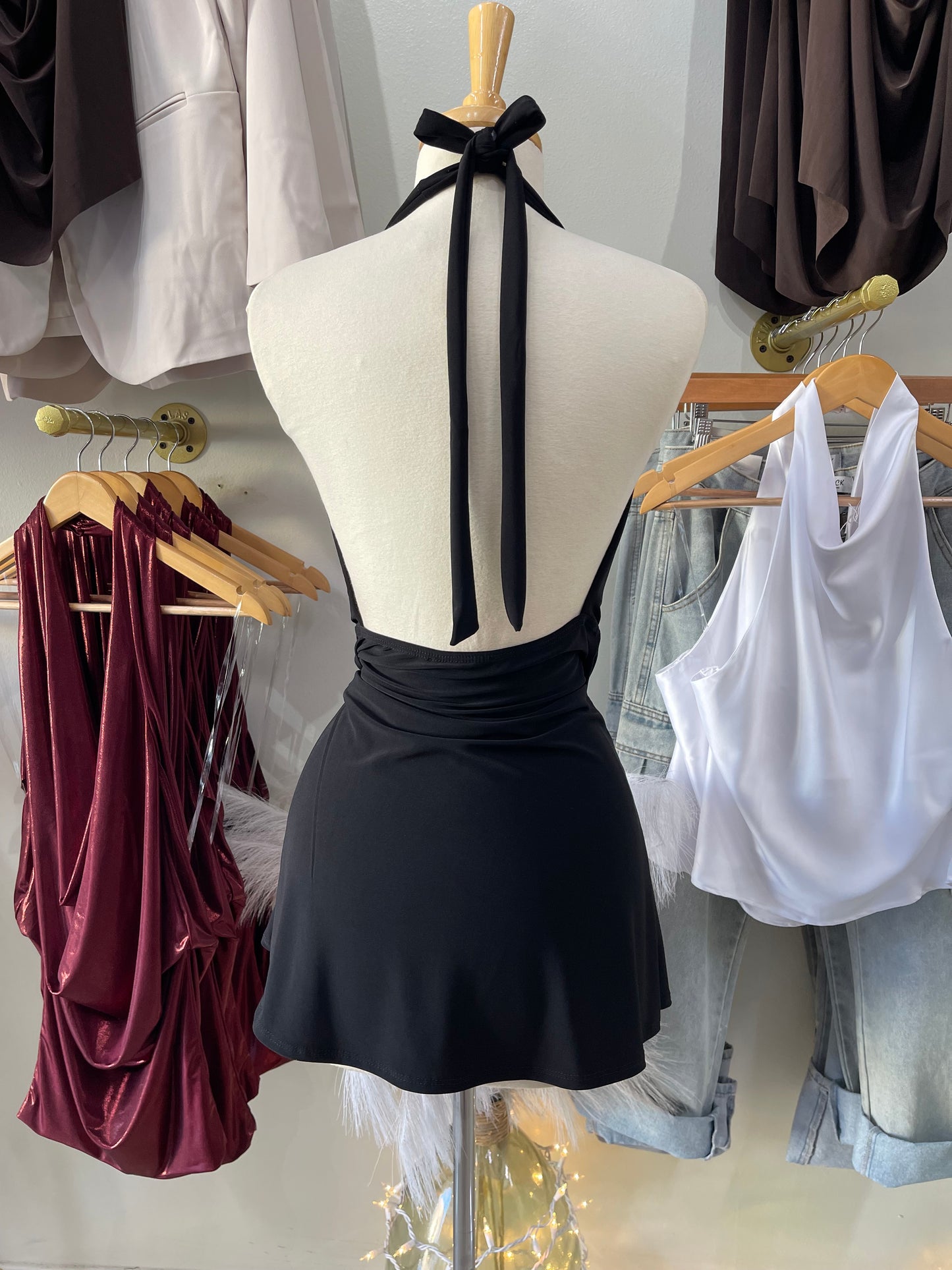 Black Thin Bow Dress