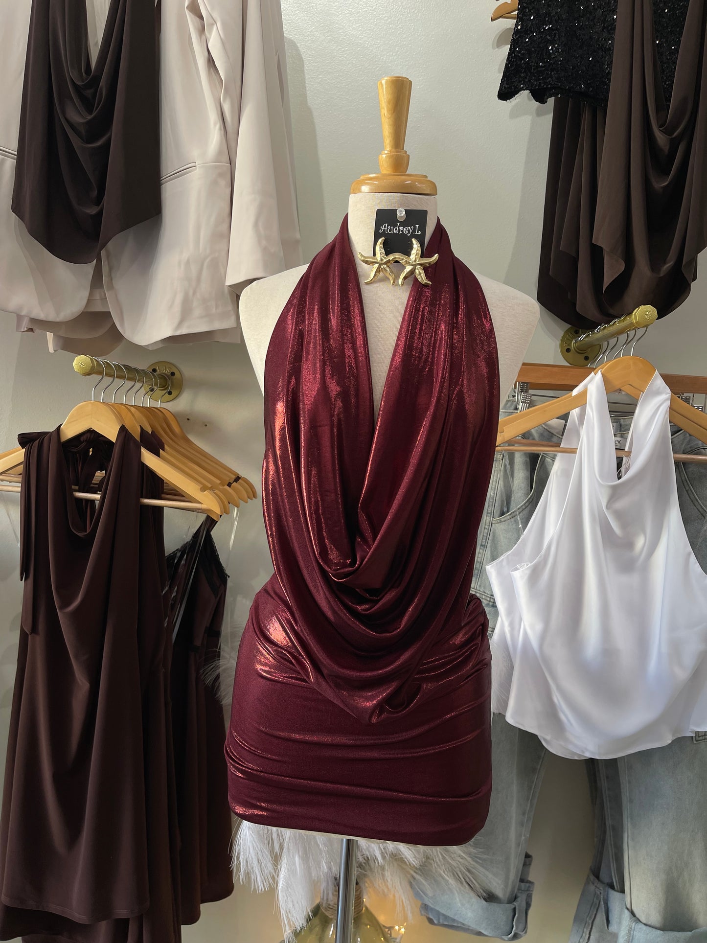 Metallic Burgundy Dress