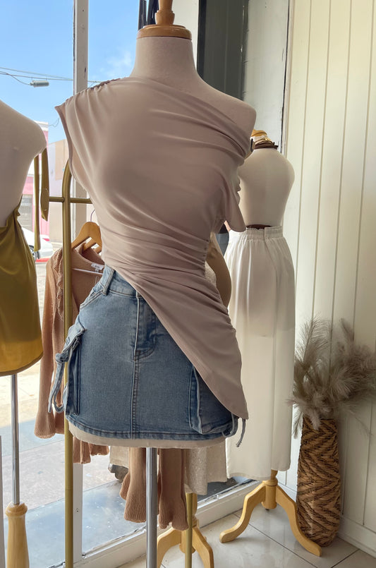 Beige Off Shoulder Blouse 🤎