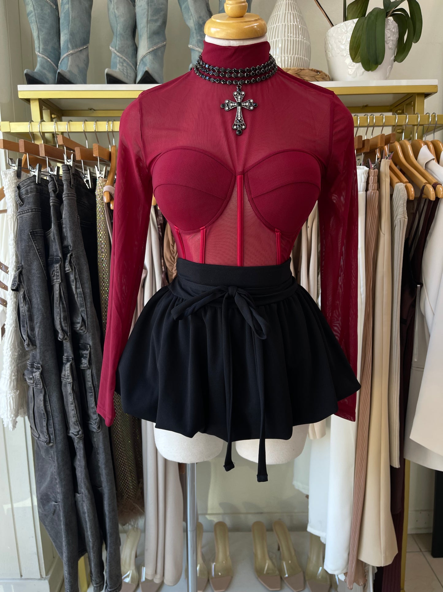 Burgundy Corset Top