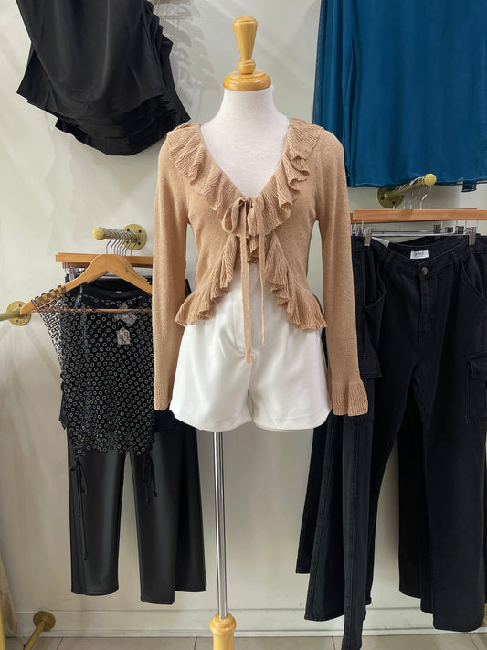 Tan Ruffle Top 🥥🤎