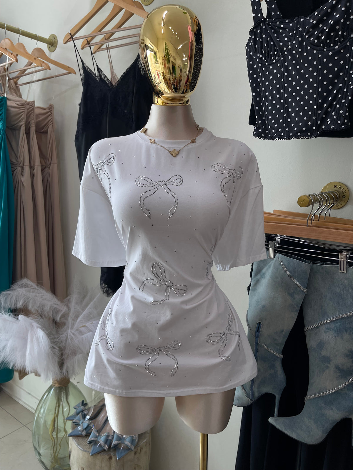 Oversized Rhinestone Bow Blouse 💫
