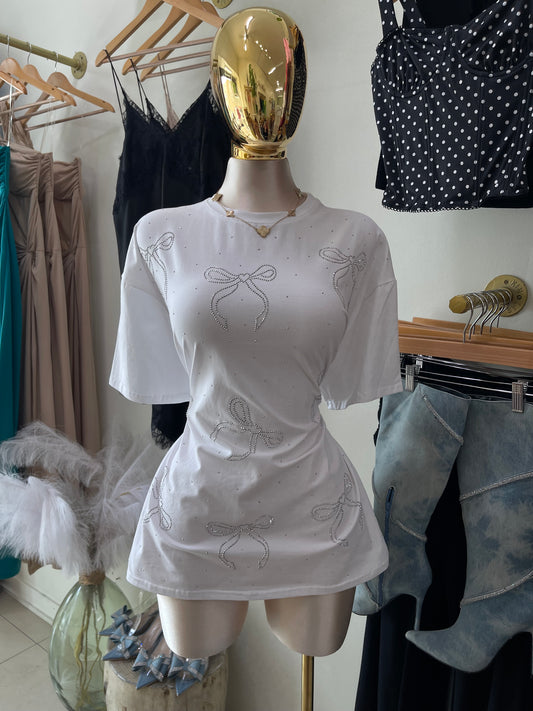 Oversized Rhinestone Bow Blouse 💫