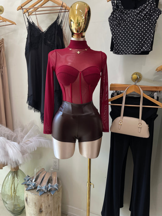 Dark Burgundy Leather Shorts 🍷